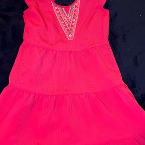 Girls Pink Tiered Midi Dress